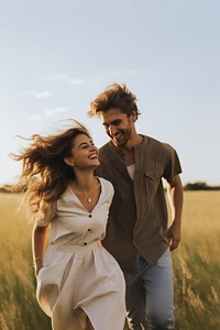 Romantic couple laughing portrait smiling. 