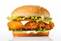 Burger food fish white background. 