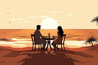 Couple having dinner furniture outdoors nature. 