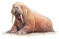 Walrus wildlife animal drawing. AI generated Image by rawpixel.