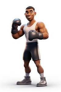 Black man play boxing cartoon adult white background. AI generated Image by rawpixel.