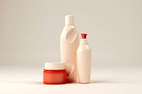 Body care bottle milk white background. 