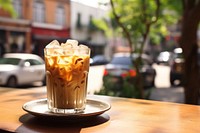 Vietnamese iced coffee drink glass cafe. 