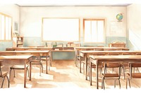 Classroom architecture furniture building. AI generated Image by rawpixel.