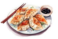 Gyoza japanese chopsticks dumpling plate. 