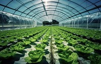 Greenhouse lettuce vegetable gardening. 