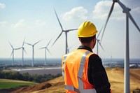 Wind turbine worker windmill outdoors machine. 