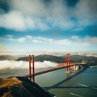 American golden gate bridge outdoors architecture engineering. 