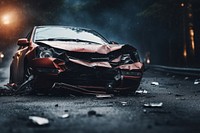 Broken car accident vehicle road. AI generated Image by rawpixel.