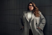 Chubby businesswoman coat overcoat portrait. AI generated Image by rawpixel.