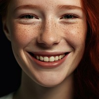 Woman smiling freckle skin teeth. AI generated Image by rawpixel.