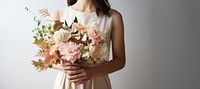 Florist holding beautiful wedding bouquet flower plant adult. 