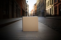 Square cardboard box street architecture cobblestone.