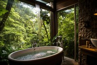 Bathroom bathtub jacuzzi nature. 