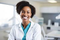 Black female dentist smiling doctor adult. AI generated Image by rawpixel.