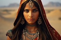 Indian woman necklace portrait jewelry. 