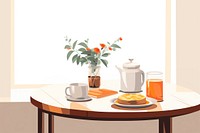 A breakfast table room furniture plant. AI generated Image by rawpixel.
