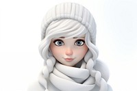 Winter cartoon white doll. 