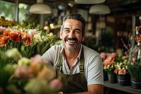 Man florist flower adult smile. 