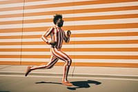 African american man run striped adult architecture. 