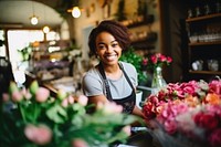 Female florist flower adult entrepreneur. 