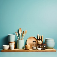 Pottery kitchen spoon shelf. 