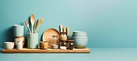 Kitchen spoon blue arrangement. AI generated Image by rawpixel.