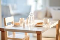 A breakfast table room food furniture. 