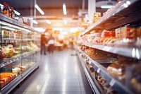 A supermarket aisle shopping store grocery store. 