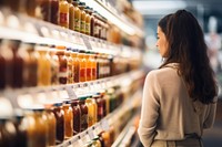 Market supermarket shopping shelf. 