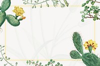 Tropical cactus floral frame, vintage botanical background