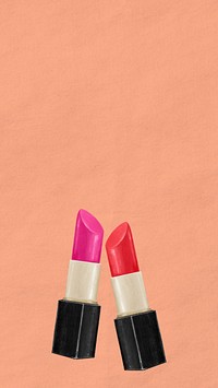 Lipsticks, beauty product phone wallpaper, digital paint illustration