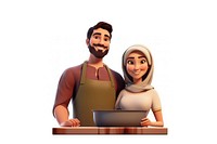 Middle eastern couple cooking together computer cartoon adult. AI generated Image by rawpixel.