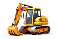 Excavator white background construction. 