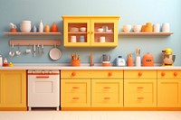 Kitchen furniture cabinet shelf.