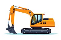 Excavator bulldozer white background construction.