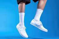 White socks footwear shoe blue. 