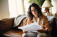 Paperwork furniture glasses reading. 