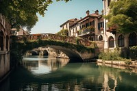 Building bridge canal architecture. AI generated Image by rawpixel.