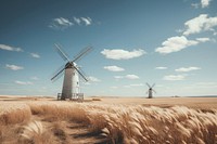 Windmill landscape outdoors field. 