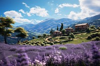 Landscape lavender flower field. 