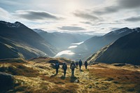 Hiking landscape adventure mountain. 