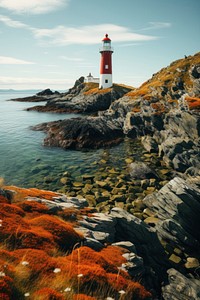 Lighthouse rock landscape outdoors. 