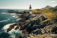 Lighthouse rock architecture landscape. AI generated Image by rawpixel.