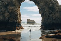 Beach rock arch sky. 