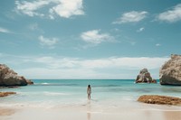 Beach sky landscape standing. AI generated Image by rawpixel.