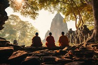 Sitting adult tree monk. 