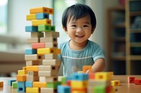 Asian Baby Playing block child baby. 