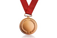 Bronze sport medal gold red white background. AI generated Image by rawpixel.