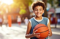 Boy basketball player cheerful sports smile. 